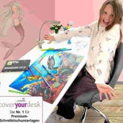 Cover-your-desk Schreibtischunterlagen*Schreibtischunterlage für Kinder und Erwachsene Golden Retriever Welpen, aus hochwertigem Vinyl , 60 x 40 cm