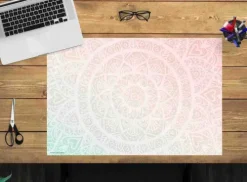 Cover-your-desk Schreibtischunterlagen-Schreibtischunterlage für Kinder und Erwachsene Mandala rot-grün, aus hochwertigem Vinyl , 60 x 40 cm