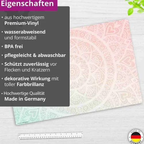 Cover-your-desk Schreibtischunterlagen-Schreibtischunterlage für Kinder und Erwachsene Mandala rot-grün, aus hochwertigem Vinyl , 60 x 40 cm