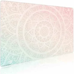 Cover-your-desk Schreibtischunterlagen-Schreibtischunterlage für Kinder und Erwachsene Mandala rot-grün, aus hochwertigem Vinyl , 60 x 40 cm