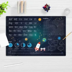 Cover-your-desk Schreibtischunterlagen*Schreibtischunterlage für Kinder Weltraum Schulanfang - abc und einmaleins, aus hochwertigem Vinyl , 60 x 40 cm