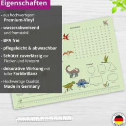 Schreibtischunterlage für Kinder LernunterlageEinschulungverschiedene Designs, ABC, 1x1, Uhrzeiten, aus hochwertigem Vinyl, 60 x 40 cm*Cover-your-desk