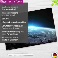 Cover-your-desk Schreibtischunterlagen*Schreibtischunterlage für Kinder und Erwachsene Erdkugel bei Nacht, aus hochwertigem Vinyl , 60 x 40 cm