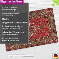Schreibtischunterlage für Kinder und Erwachsene Orientalischer Teppich in rot, aus hochwertigem Vinyl , 60 x 40 cm*Cover-your-desk