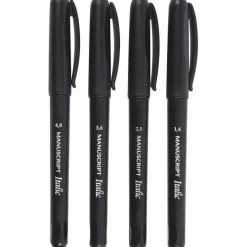 Creativ Company Kalligraphie & Handlettering*Kalligrafie-Marker, Strichstärke, 1,4+2,5+3,6+4,8 mm, Schwarz, 4 Stk