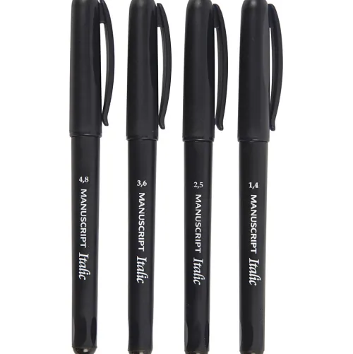 Creativ Company Kalligraphie & Handlettering*Kalligrafie-Marker, Strichstärke, 1,4+2,5+3,6+4,8 mm, Schwarz, 4 Stk