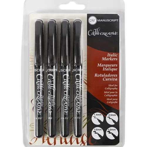 Creativ Company Kalligraphie & Handlettering*Kalligrafie-Marker, Strichstärke, 1,4+2,5+3,6+4,8 mm, Schwarz, 4 Stk