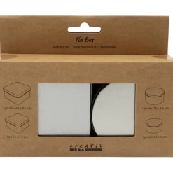 Creativ Company Küche & Esszimmer*Metalldose, Rund und quadratisch, H 3-4,5 cm, D 6,5+7,5 cm, Größe 7x7+8,5x8,5 cm, Grau Metall, 4 Stk