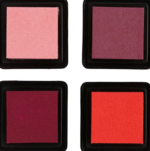 Creativ Company Stempel & -Kissen*Stempelkissen, H 2 cm, Größe 3,5x3,5 cm, Pfirsich, Pink, Hellrosa, Dunkelrosa, 4 Stk