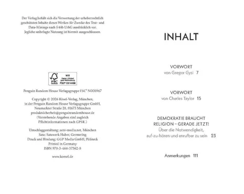 Kösel-Verlag Religion & Philosophie|Theologie*Demokratie braucht Religion - gerade jetzt!