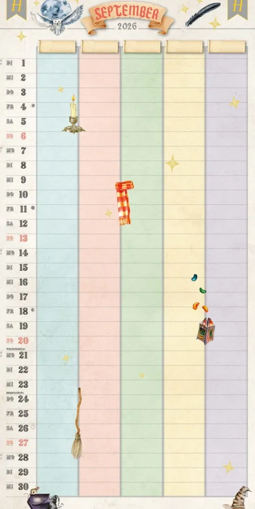 Heel Verlag GmbH Wandkalender-Der große inoffizielle Familienplaner für Potterheads. Kalender 2026