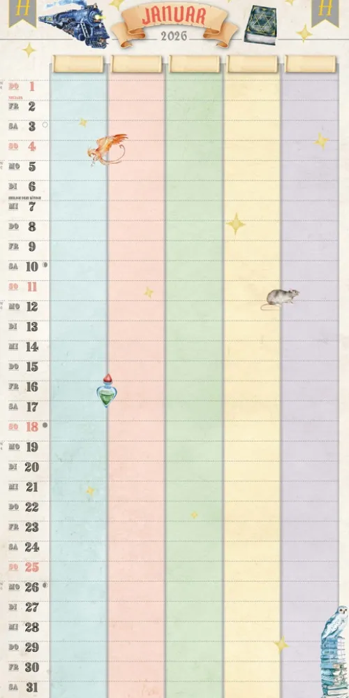 Heel Verlag GmbH Wandkalender-Der große inoffizielle Familienplaner für Potterheads. Kalender 2026