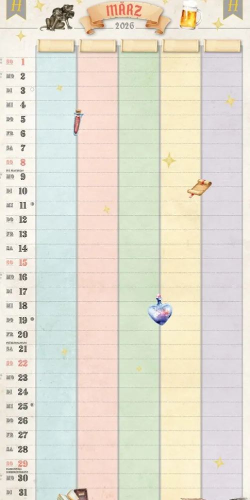 Heel Verlag GmbH Wandkalender-Der große inoffizielle Familienplaner für Potterheads. Kalender 2026