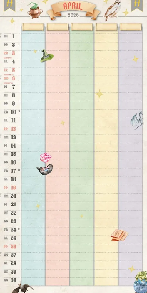 Heel Verlag GmbH Wandkalender-Der große inoffizielle Familienplaner für Potterheads. Kalender 2026