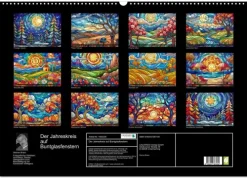 Calvendo Wandkalender*Der Jahreskreis auf Buntglasfenstern (Wandkalender 2026 DIN A2 quer), Monatskalender