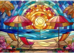 Calvendo Wandkalender*Der Jahreskreis auf Buntglasfenstern (Wandkalender 2026 DIN A2 quer), Monatskalender