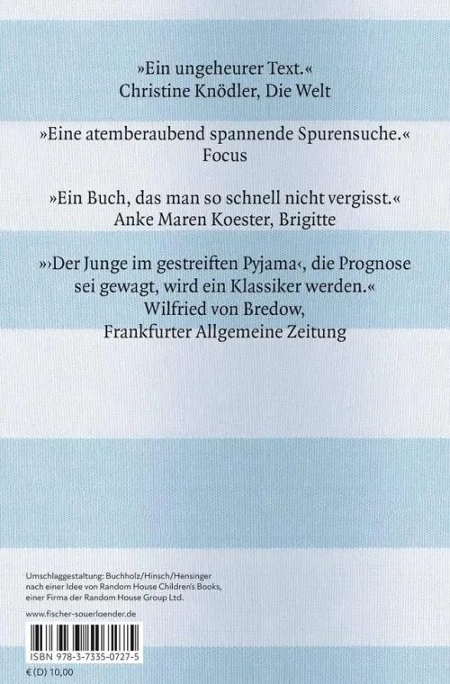 FISCHER Sauerländer Romane & Erzählungen|Literatur*Der Junge im gestreiften Pyjama