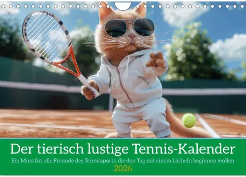 Calvendo Wandkalender*Der tierisch lustige Tennis-Kalender (Wandkalender 2026 DIN A4 quer), Monatskalender