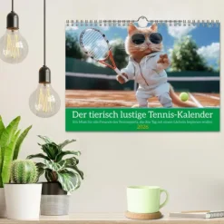 Calvendo Wandkalender*Der tierisch lustige Tennis-Kalender (Wandkalender 2026 DIN A4 quer), Monatskalender