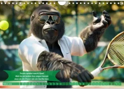 Calvendo Wandkalender*Der tierisch lustige Tennis-Kalender (Wandkalender 2026 DIN A4 quer), Monatskalender