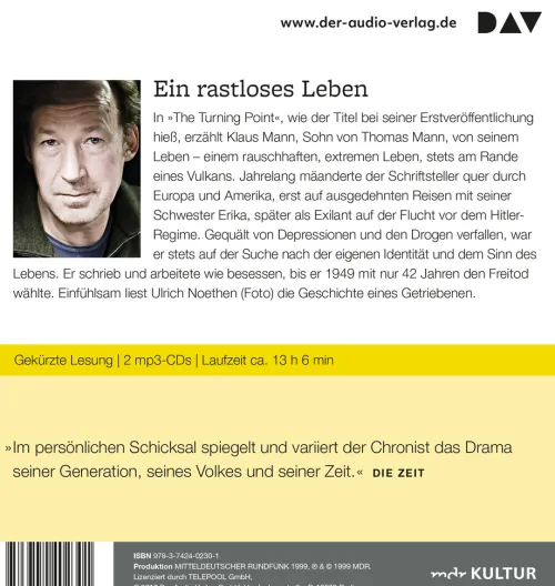 Der Audio Verlag, DAV Romane·Tagebücher-Der Wendepunkt. Ein Lebensbericht,2 Audio-CD, 2 MP3