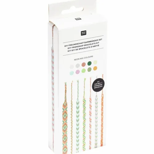 DIY Freundschaftsarmbänder Set, Neon Mix, 10 x 8 m Stickgarn in 10 verschiedenen Farben, 100 % Baumwolle und Neon 100% Polyester*Rico Design GmbH & Co.KG Online