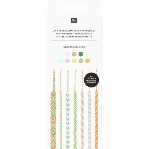 DIY Freundschaftsarmbänder Set, Neon Mix, 10 x 8 m Stickgarn in 10 verschiedenen Farben, 100 % Baumwolle und Neon 100% Polyester*Rico Design GmbH & Co.KG Online