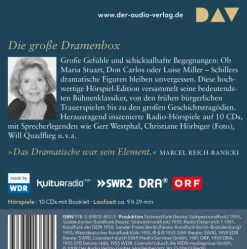 Der Audio Verlag GmbH Hörspiele·Romane & Erzählungen|Romane·Klassiker*Dramen. Kabale und Liebe, Maria Stuart, Don Carlos, Wilhelm Tell, Demetrius, Die Verschwörung des Fiesco zu Genua