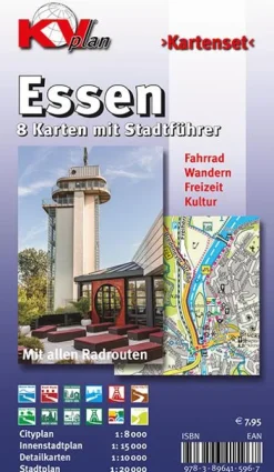 Essen Kartenset, KVplan, Radkarte/Wanderkarte/Stadtplan, 1:20.000 / 1:15.000 / 1:10.000*KommunalVerlag Tacken e.K Hot