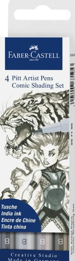 Faber-Castell Kalligraphie & Handlettering*Tuschestifte Pitt Artist Pens, 4er Set Comic Shading