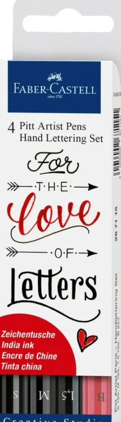 Tuschestifte Pitt Artist Pens Lettering, 4er Set rot/schwarz*Faber-Castell Discount