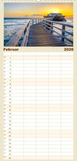 Calvendo Wandkalender-Familienplaner 2026 - NORDSEE-VERLIEBT mit 5 Spalten (Wandkalender, 21 x 45 cm)