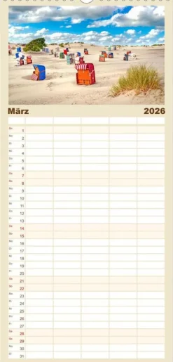 Calvendo Wandkalender-Familienplaner 2026 - NORDSEE-VERLIEBT mit 5 Spalten (Wandkalender, 21 x 45 cm)