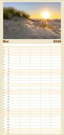 Calvendo Wandkalender-Familienplaner 2026 - NORDSEE-VERLIEBT mit 5 Spalten (Wandkalender, 21 x 45 cm)