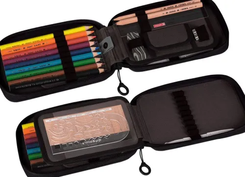 Baier & Schneider Federtaschen-Federmäppchen 2 Klappen onyx