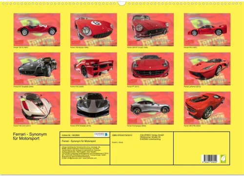 Calvendo Wandkalender-Ferrari - Synonym für Motorsport (Wandkalender 2026 DIN A2 quer), Monatskalender