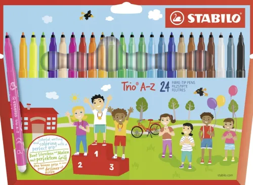 STABILO Nonbook Buntstifte-Filzstift - STABILO Trio A-Z - 24er Pack - mit 24 verschiedenen Farben