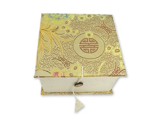 Flache Klangschale in Box mit cremefarbigem Stoffbezug*Klangschalen-Center Discount