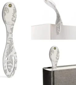 Bookchair Vertrieb Lesen & Geschichten*Flexilight Leselicht (White Flowers) | weiß | 2 in 1 Leselampe & Lesezeichen | LED Leselicht | Geschenk für Leser, Buchliebhaber | Deutsche Ausgabe