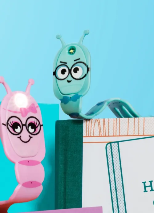 Bookchair Vertrieb Lesen & Geschichten*Flexilight Pals Leselicht (Bookworm) | blau | 2 in 1 Leselampe & Lesezeichen | LED Leselicht | Geschenk für Leser, Buchliebhaber | Deutsche Ausgabe