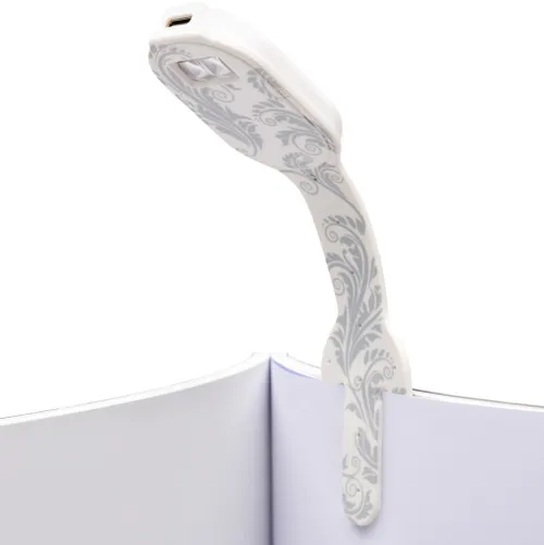 Bookchair Vertrieb Lesen & Geschichten*Flexilight RC (White Flowers) - wiederaufladbares Leselicht - 2 in 1 Leselampe & Lesezeichen - LED Leselicht - Geschenk für Leser, Buchliebhaber - Deutsche Ausgabe