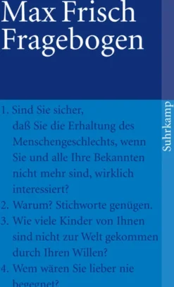 Suhrkamp Verlag Tagebücher-Fragebogen