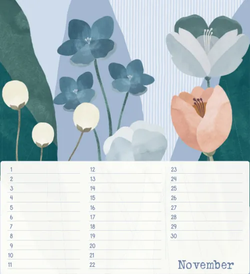 Korsch Verlag GmbH Wandkalender|Immerwährender Kalender*Geburtstagskalender Bloom