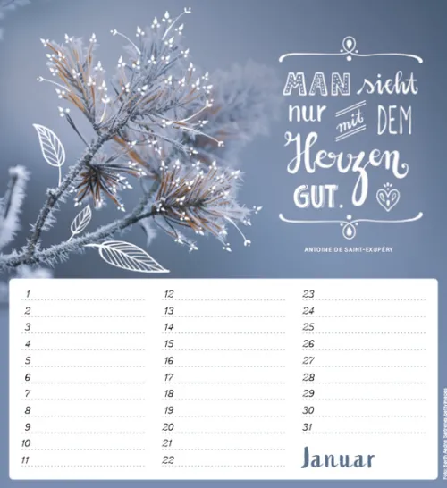 Korsch Verlag GmbH Wandkalender|Immerwährender Kalender-Geburtstagskalender Im herzen barfuß