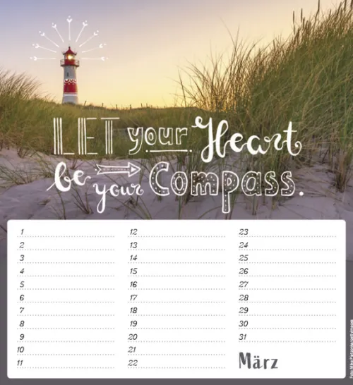Korsch Verlag GmbH Wandkalender|Immerwährender Kalender-Geburtstagskalender Im herzen barfuß