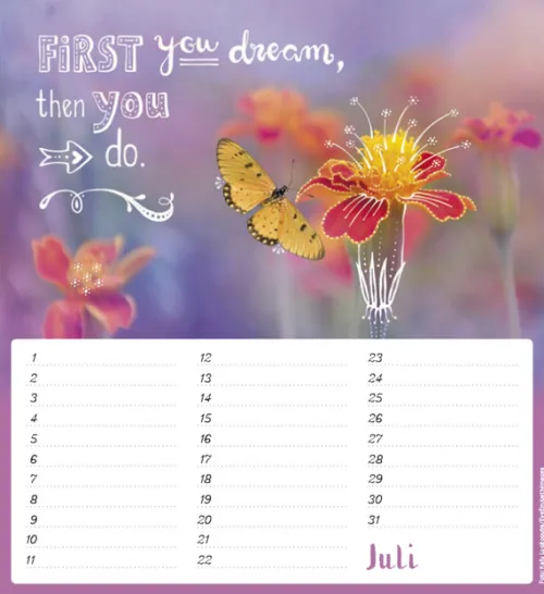 Korsch Verlag GmbH Wandkalender|Immerwährender Kalender-Geburtstagskalender Im herzen barfuß