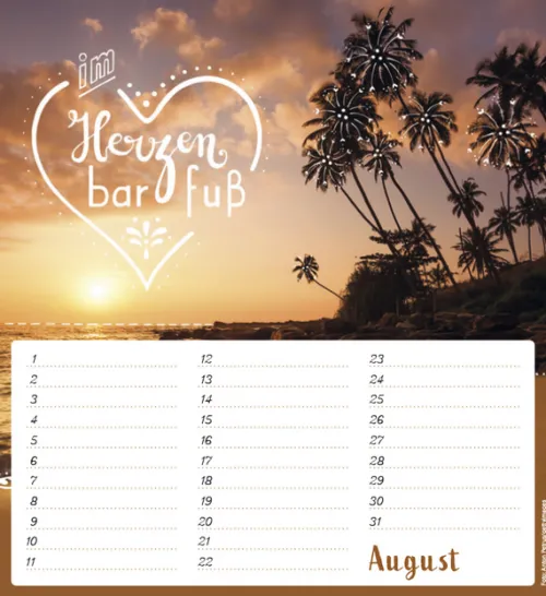 Korsch Verlag GmbH Wandkalender|Immerwährender Kalender-Geburtstagskalender Im herzen barfuß