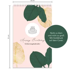 NOVA MD Immerwährender Kalender-Geburtstagskalender immerwährend | Jahresunabhängiger Kalender für Geburtstage in rosa | Geburtstagsübersicht zum Aufhängen mit Spiralbindung für die Familie und fürs Büro