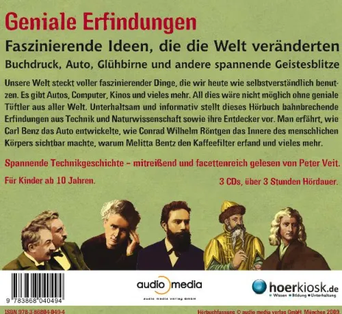 Geniale Erfindungen: Faszinierende Ideen, die die Welt veränderten - Buchdruck, Auto, Glühbirne und andere spannende Geistesblitze*Audio Media