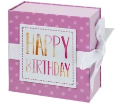 HERGO Creation Hobby & Lifestyle*Geschenkschachtel mit Band 13 x 13 cm Happy Birthday